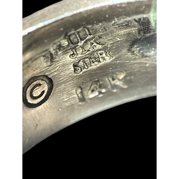 Retired James Avery Dome Ring 925 Sterling And 14k Gold 17.1 Grams Size 7 - Picture 8 of 8